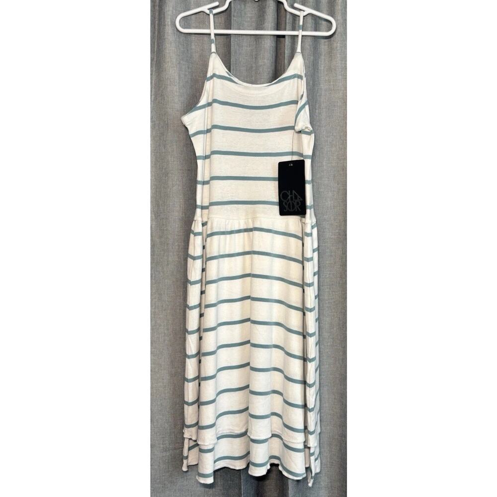 NWT Chaser Tank Sleeveless Striped Blue White 100% Cotton Dress Size 12 Kids